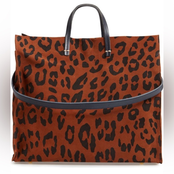 Clare V. Simple Tote in Leopard Suede (Cognac Pablo Cat) - Picture 3 of 11